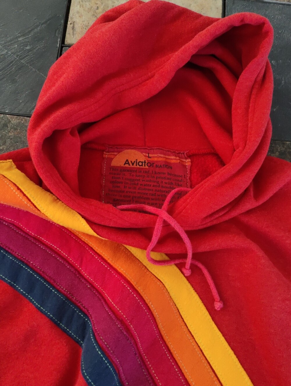Aviator Nation 5 stripe hoodie size L - Picture 7 of 10